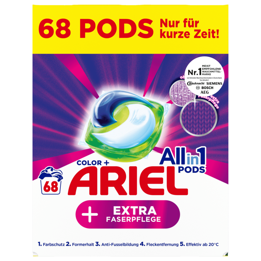 Ariel Colorwaschmittel All-in-1 Pods + extra Faserpflege 1,7136kg, 68WL